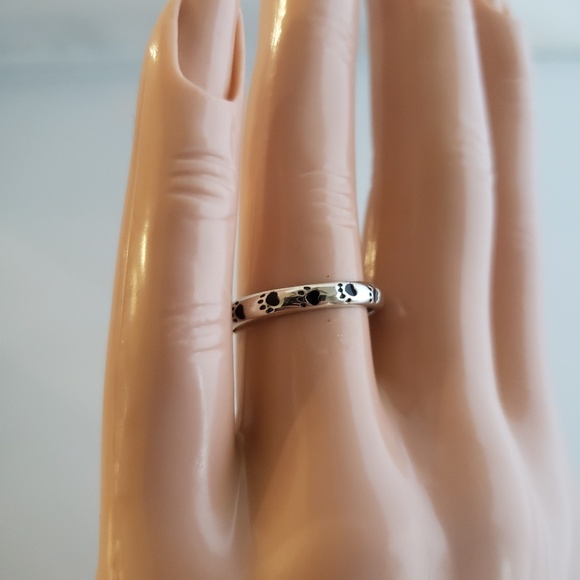 Sterling Silver Paw Print Eternity Band - Picture 7 of 8